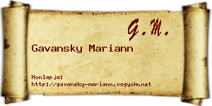 Gavansky Mariann névjegykártya